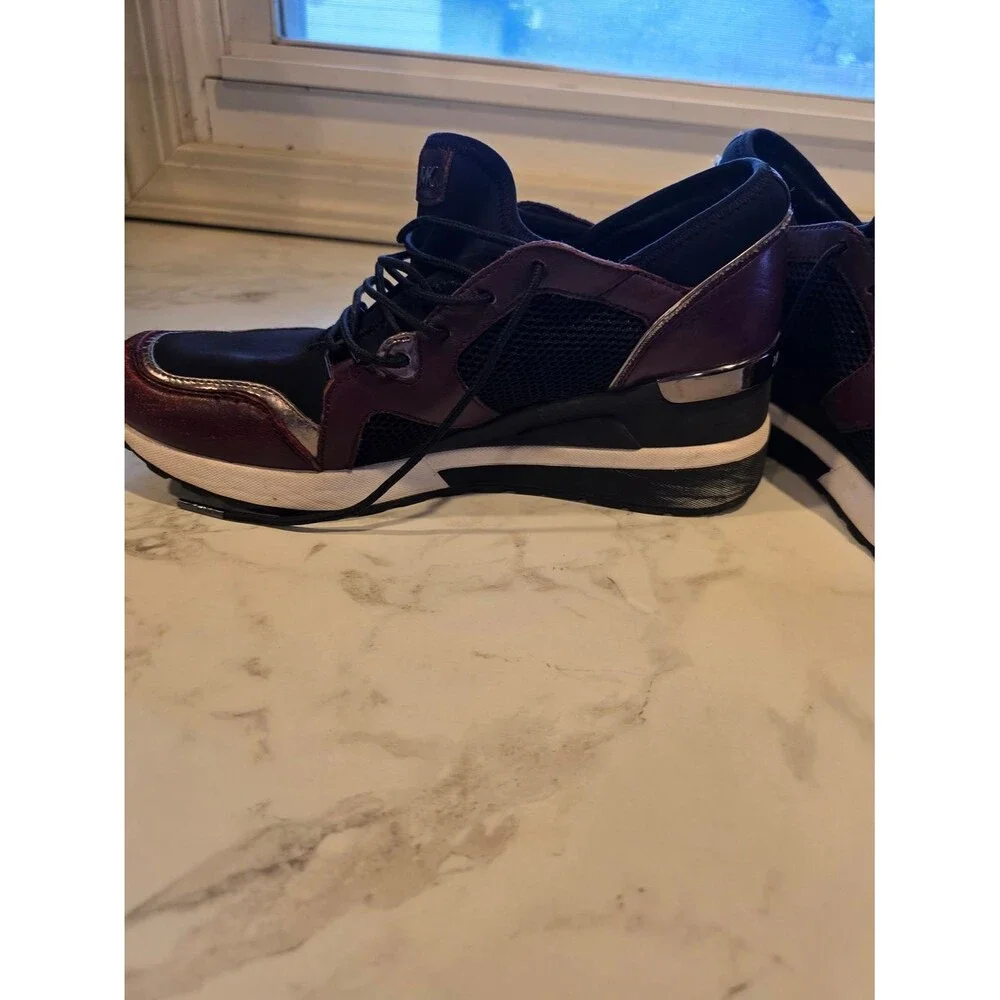 Michael Kors Black & Metallic Burgundy Women's Lace-Up Sneakers